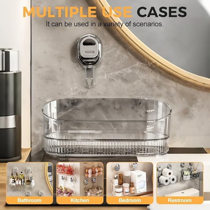2026 New No-Drill Bathroom Suction Storage Box, Suction Cup Shelf, Multi Functional Wall-Mounted Organizer for Home Bathroom