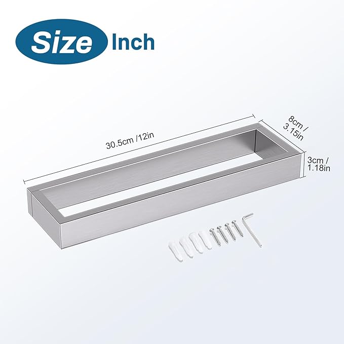 TNOMS Single Towel Bar Towel Holder Bathroom Hardware Accessories,Stainless Steel Wall-Mounted Towel Rack Towel Rail,12 Inches Brushed Nickel