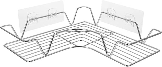Garneck Stainless Steel Storage Rack Corner Shelf for Bathroom and Kitchen Strong Adhesion Organizing Rack with Easy Installation Space-Saving Wall-Mounted Bathroom Corner Shelf Organizer
