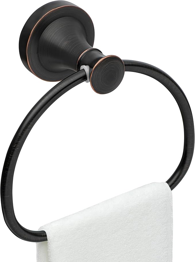 Bronze Bathroom Hand Towel Holder, ORB Towel Ring Holder, Wall Mounted Towel Rack Hanger Home Half Round Bathroom Hardware Accessory Modern