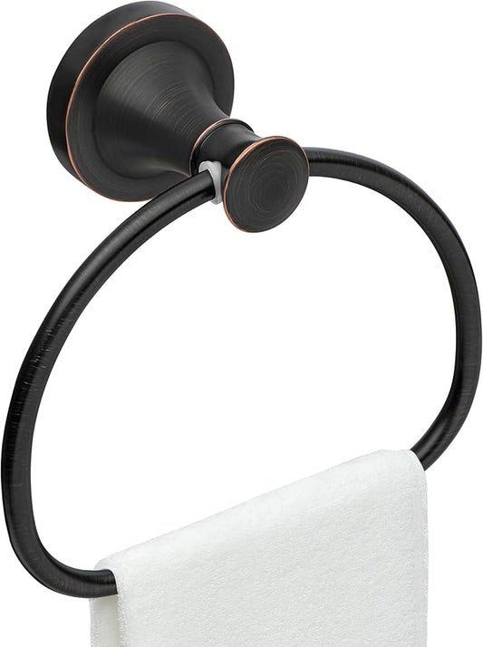 Bronze Bathroom Hand Towel Holder, ORB Towel Ring Holder, Wall Mounted Towel Rack Hanger Home Half Round Bathroom Hardware Accessory Modern