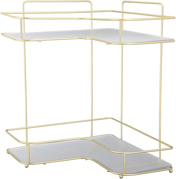 Corner Bathroom Organizer Shelf, Large Capacity Corner Storage Rack, Acrylic and Iron Frame with Adjustable Shelves, Rustproof Bathroom Shelf Organizer for Toilet Kitchen Dressing (Countertop Model