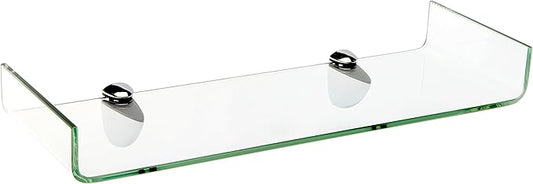 Spancraft Glass Osprey6x18-Chrome Osprey Bent Glass Shelf, Chrome Bracket, 6" x 18"