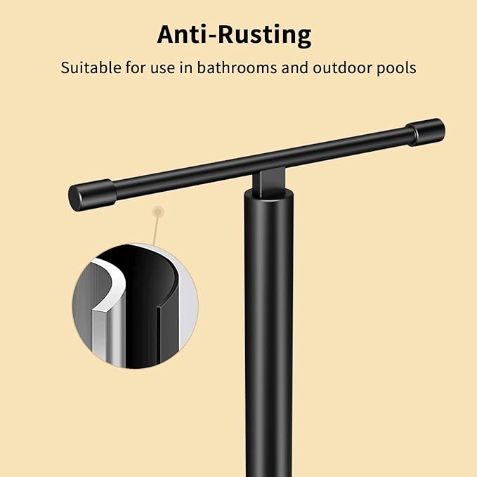 YUMORE Hand Towel Holder Stand Countertop Free Standing,Matte Black Hand Towel Rack for Bathroom Kitchen