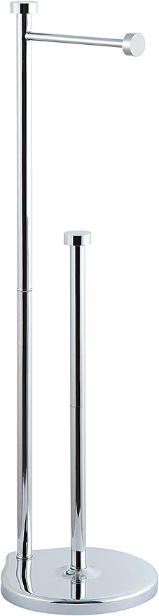 SunnyPoint Free Standing Bathroom Toilet Paper Holder Stand with Reserve, Reserve Area has Enough Space for Jumbo Roll (Chrome)
