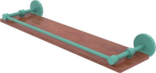 Allied Brass P1000-1-22-GAL-IRW-SFG Prestige Skyline Collection 22 Inch Solid IPE Ironwood Shelf with Gallery Rail, Sea Foam Green