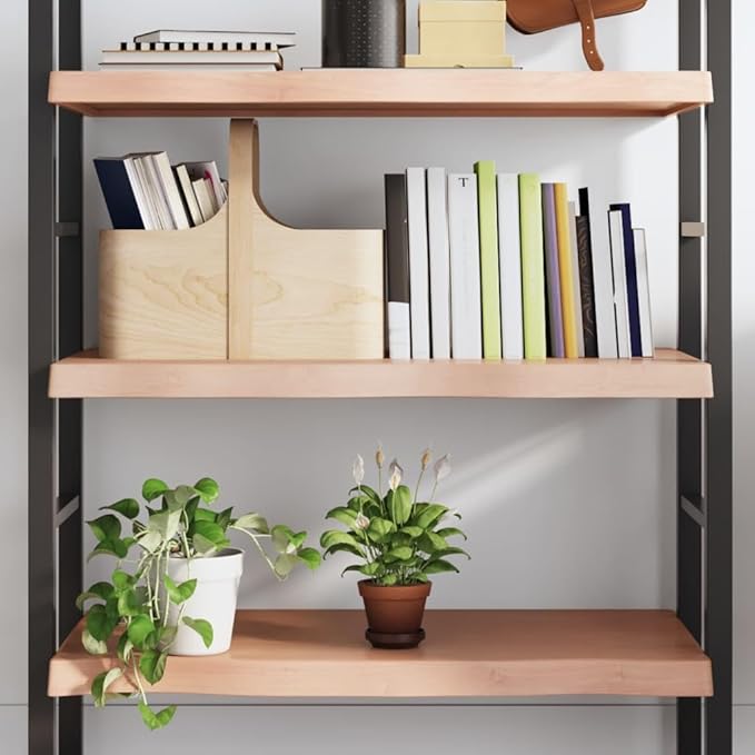 Solid Oak Wood Floating Wall Shelf, Rustic Wall Mounted Display Ledge for Living Room, Bedroom and Office, 39.4 x 23.6 Inches, Natural Light Brown