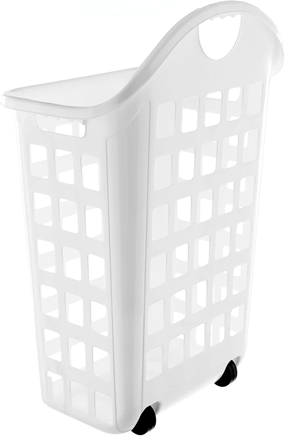 United Solutions LN0435 Rolling Hamper, 2 Bushel, White