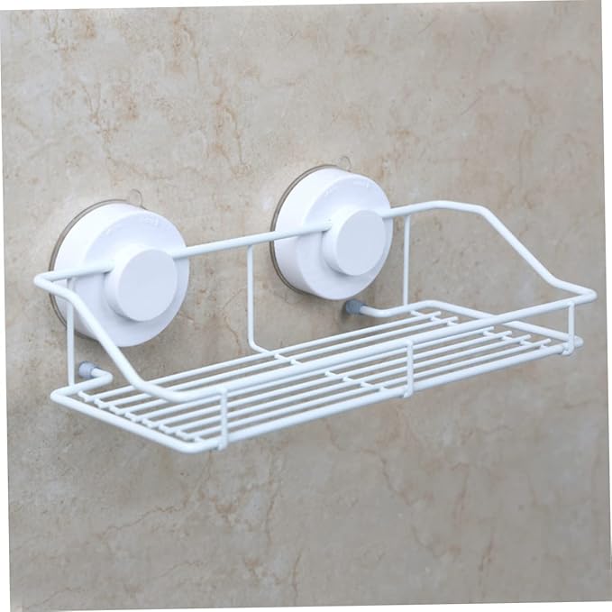 Wall Mounted Bathroom Shelf Cup Bathroom Organizer White Wire Rack for Kitchen Storage Space-Saving for Items