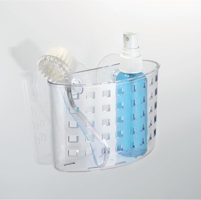 iDesign Suction Cup Shower Caddy Basket - Bathroom Storage Organizer - Clear - Made in USA