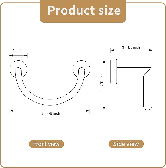 HouseAid Stainless Steel Towel Ring for Bathroom, Hand Towel Holder, Modern Semi-Circular Hand Towel Rack, Wall Mounted, Brushed Gold