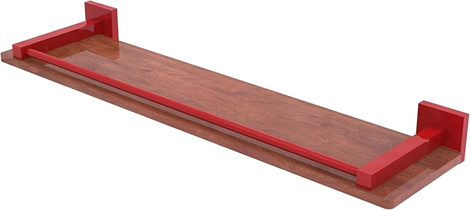 Allied Brass MT-1-22-GAL-IRW-FER Montero Collection 22 Inch Solid IPE Ironwood Shelf with Gallery Rail, Fire Engine Red