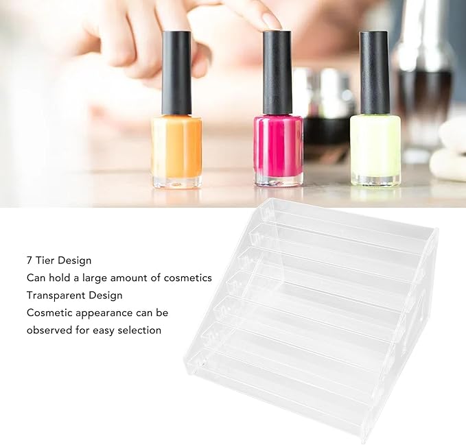 Agatige Nail Polish Storage Rack, 7 Layers Acrylic Transparent Nail Polish Holder Nail Polish Organizer Lipstick Organizer for Cosmetic