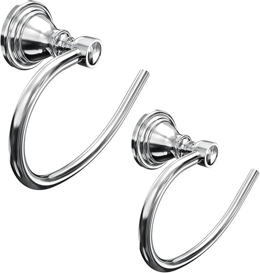 Towel Ring 2 Pack, Stainless Steel Hand Towel Holder for Bathroom Wall Mount, Heavy Duty Towel Hanger for Kitchen, Bath, RV (Chrome