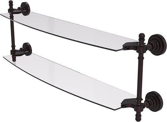 Allied Brass RD-34/24-ABZ Retro Dot Collection 24 Inch Two Tiered Glass Shelf, Antique Bronze