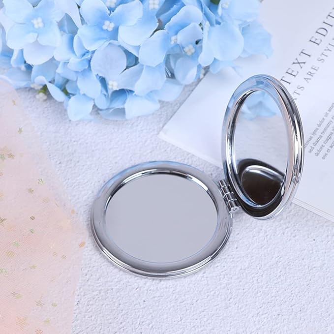 AKOAK 1 Pack Compact Mirror, Portable Quicksand Pocket Travel Makeup Mirror, Folding Hand-held Double Sided 1x/2x Magnifying Glass, Great Gift for Women and Girls (Glod)