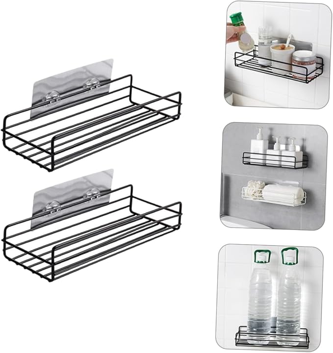 HEALLILY Anti-Slip Wall Shelves Storage Racks 2pcs Iron Rust-Proof Floating Shelves for Bathroom for Storage Easy to Clean