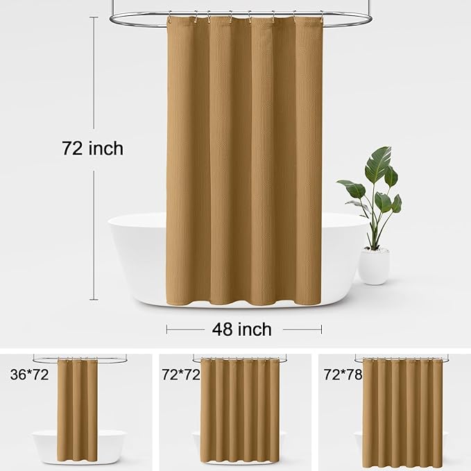 Brown Boho Shower Curtain,Mid Century Neutral Terracotta Mustard Fall Shower Curtain 48" W X 72" L