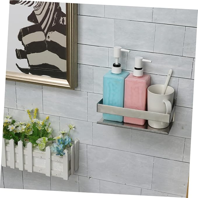 Stable Adhesion Installation Stainless Steel Wall Rack Bathroom Shelves Kitchen Decor Storage Rack