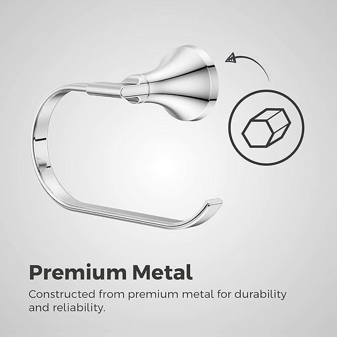 Pfister Vedra Towel Ring, Hand Towel Holder for Bathroom, Wall-Mounted, Screw-in, Polished Chrome Finish, BRBVED0C