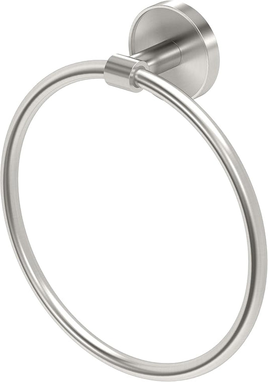 Gatco 5562 Sky Towel Ring | Modern Hand Towel Holder for Bathroom | Stylish Decorative Hardware, Heavy Duty Metal, EZ Ancor Mounting | Satin Nickel