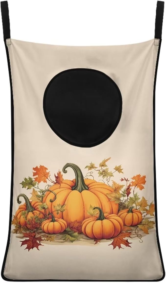 ZOUTAIRONG Hanging Laundry Hamper Clothes Basket Over The Door Laundry Hamper Bag Storage Organizers for Kids Bedroom Dorm Closet Hampers, Thanksgiving Pumpkin