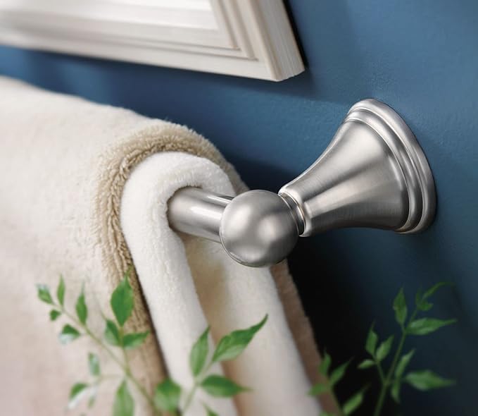 Moen Preston Collection Brushed Nickel 18-Inch Single Bathroom Towel Bar, DN8418BN (Pack of 2)