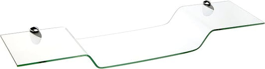 Spancraft Glass Eagle8x32-Chrome Eagle Bent Glass Shelf, Chrome Bracket, 8" x 32"