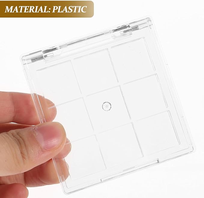 NOLITOY 2pcs Compact Transparent Empty Eyeshadow Box 9-Color Diy Refillable Makeup Palette Travel-Friendly Cosmetic Container 2.56 Inches