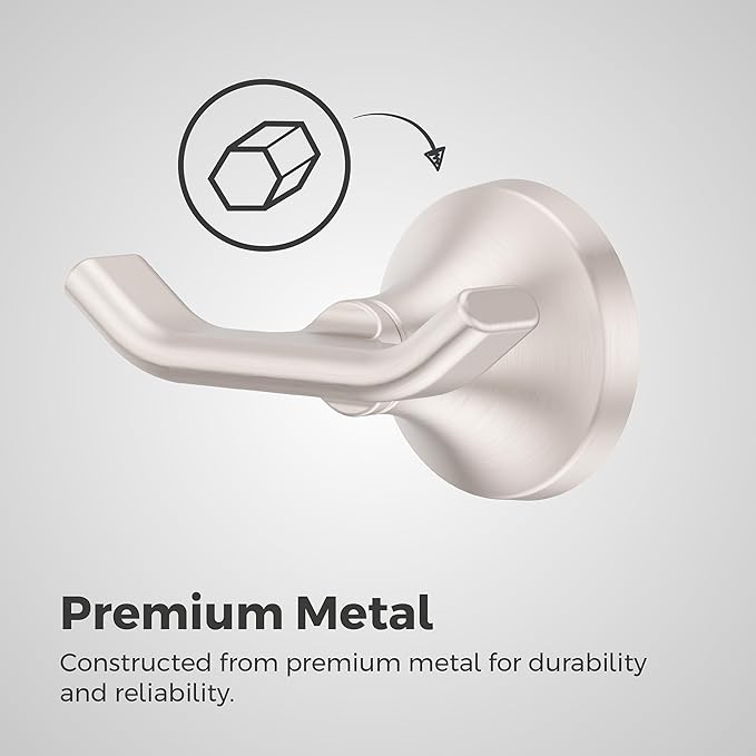Pfister Vedra Towel Hook, Bathroom Towel & Robe Hook, Wall-Mounted, Screw-in, Spot Defense Brushed Nickel Finish, BRHVED0GS