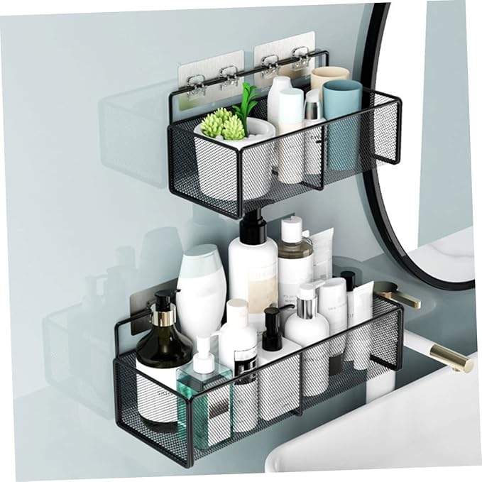 Holibanna Toilet Storage Rack Bathroom Shelving Kitchen Storage Wall-Mounted Black