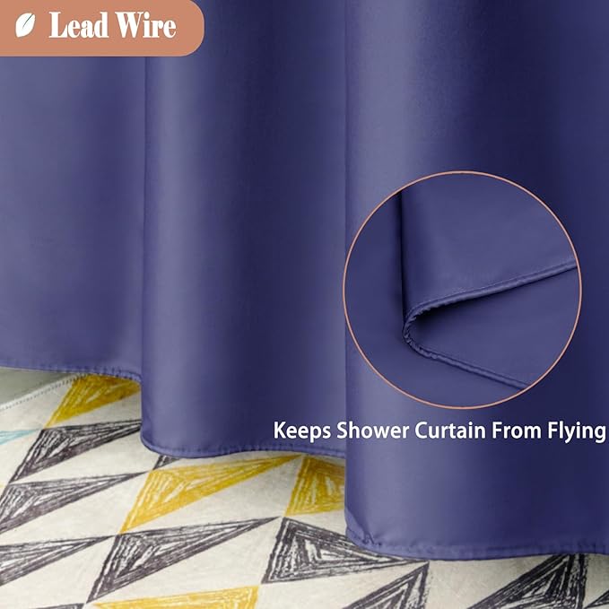 UFRIDAY Navy Blue Shower Curtain, Fabric Shower Curtains with Light Filtering Window, 72 x 72-Inch