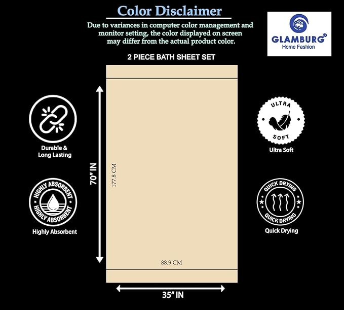 GLAMBURG 100% Cotton Oversized 2 Pack Bath Sheets 35x70, Ultra Soft Highly Absorbant Compact Quickdry & Lightweight Large Bath Sheet Set, Ideal for Gym Travel Camp Pool - Burgundy
