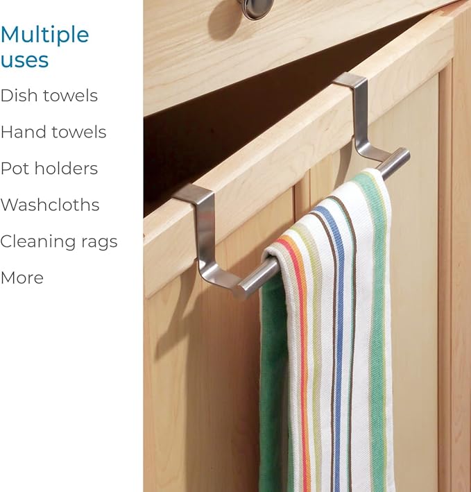 iDesign Orbinni Steel Over the Door Organizer, Valet Storage Hook for Bedroom, Closet, Bathroom, 4" x 8.3" x 11", Rose Gold