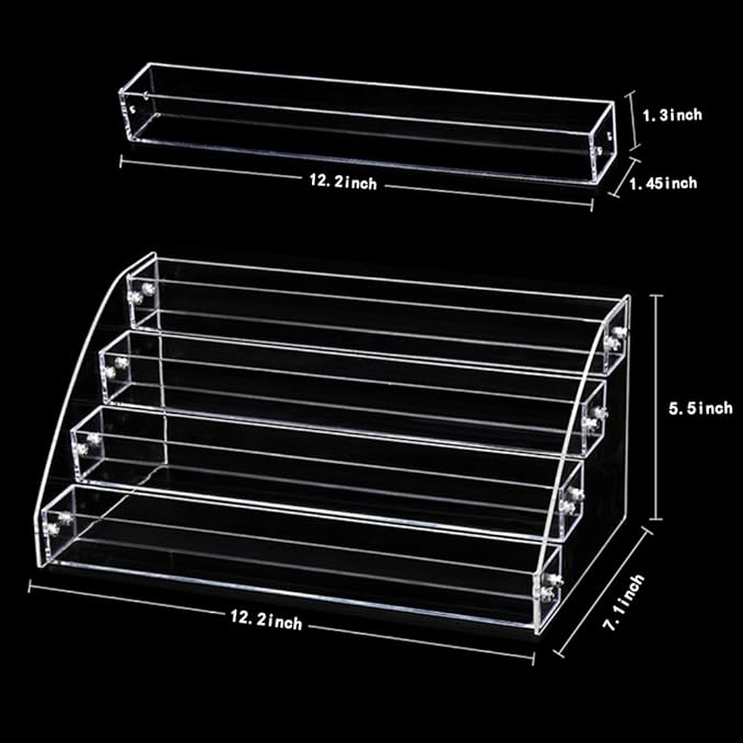 Nail Polishes Rack Organizers Shelf 2 Sets 4 Tiers Acrylic Manicure Makeup Holder for Lipstick Dresser Eye Shadow Container Reagent Retail Store E ssential Oils Liquid Paint Display Stand Station Case