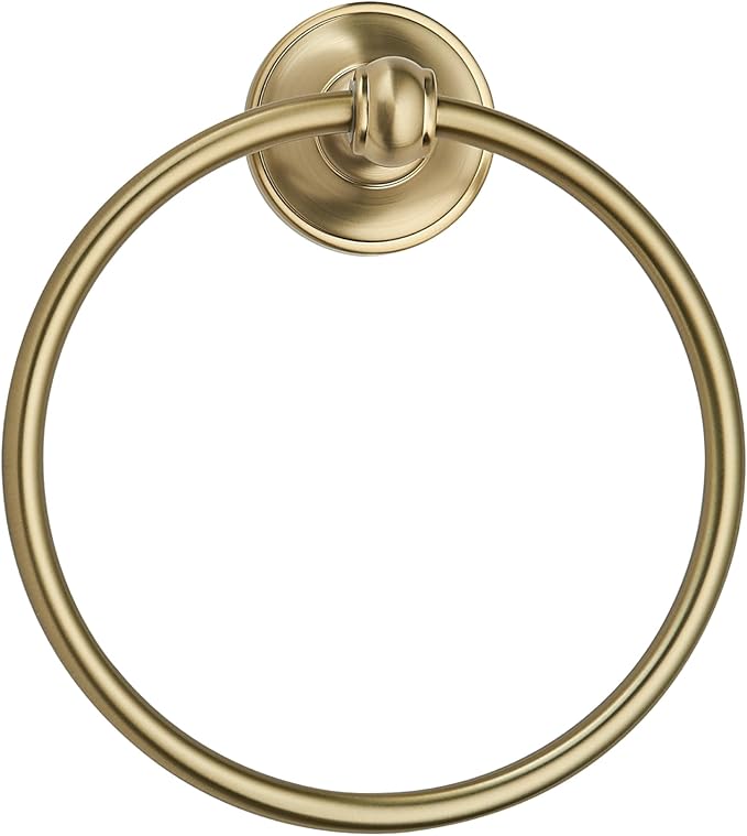 khtumeware 1 Pack Champagne Bronze Bath Towel Ring, Bathroom Hardware Accessories Heavy-Duty Hand Towel Holder for Bathroom, Modern Round Towel Hanger Wall Mounted