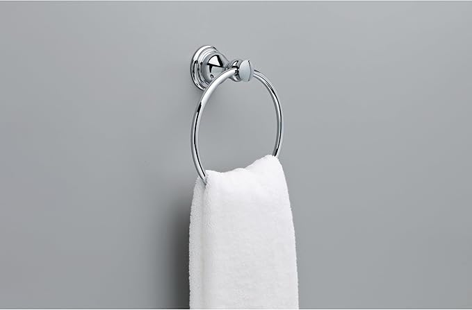 Delta Aubrey (1-Pack) Hand Towel Holder Polished Chrome Towel Racks for Bathroom Wall Round Towel Ring Holder for Bath Towel Hanger for Kitchen, Bathroom Accessories AUB46-PC