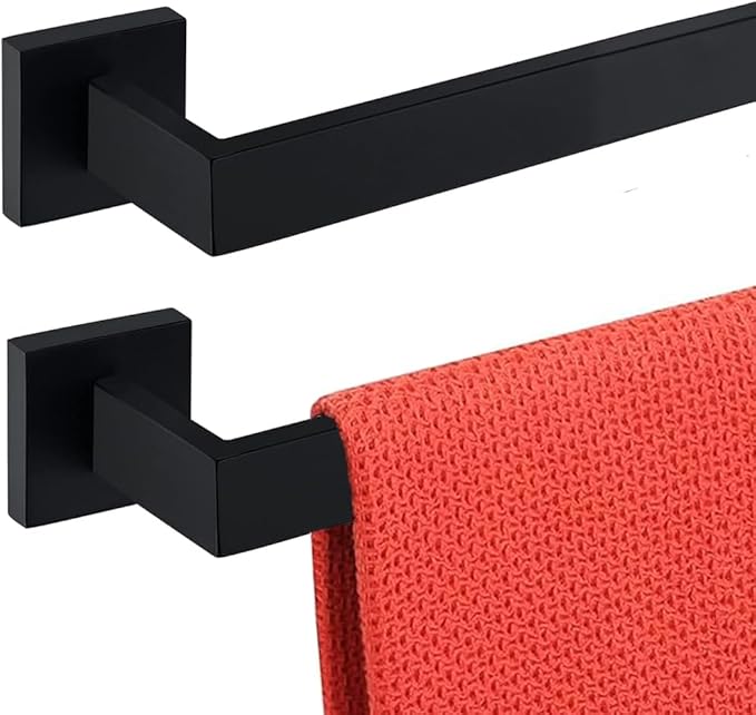 36 Inch Towel Bar 2 Pack for Bathrooms 12/16/20/24/28/32/36 Inch Stainless Steel 304 Matte Black Towel Holder Modern Square Towel Rod Rustproof Wall Mount (2, Matte Black, 36 Inch)