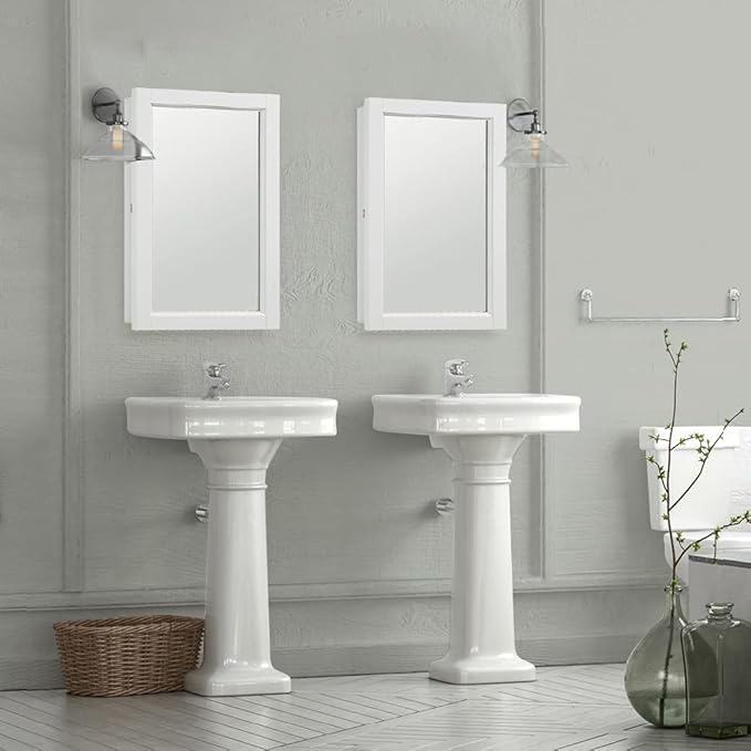 Design House Concord Medicine Cabinet, 1 Mirrored Door, Pre-Assembled, White Frame Wall Cabinet, 16 in W x 5 in D x 26 in H, 590505-WHT
