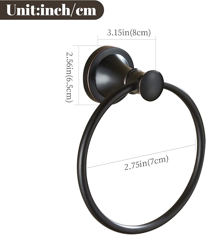WOLIBEER Bronze Towel Ring, Oil Rubbed Hand Towel Holder Rustic Bathroom Towel Hanger SUS 304 Stainless Steel Towel Rack Wall Mounted