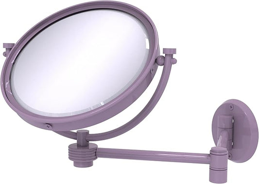 Allied Brass WM-6G/3X-LVN 8 Inch Wall Mounted Extending Make-Up Mirror 3X Magnification with Grooved Accent, Lavender