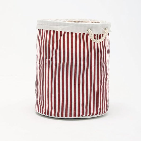 Large Storage Laundry Hamper Basket 62L with Handles, Waterproof, Freestanding, Collapsible Laundry Hamper, Classic Stripes Pattern, Red Color-Dirty Clothes Toy Organizer Bins
