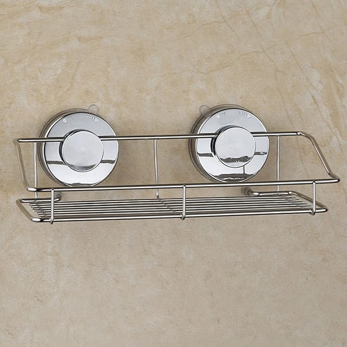 Cabilock Wall Mounted Bathroom Shelf Cups Versatile Kitchen Storage Organizer Silver Finish for Tidy Items Bathroom Kitchen Easy to Install and Clean