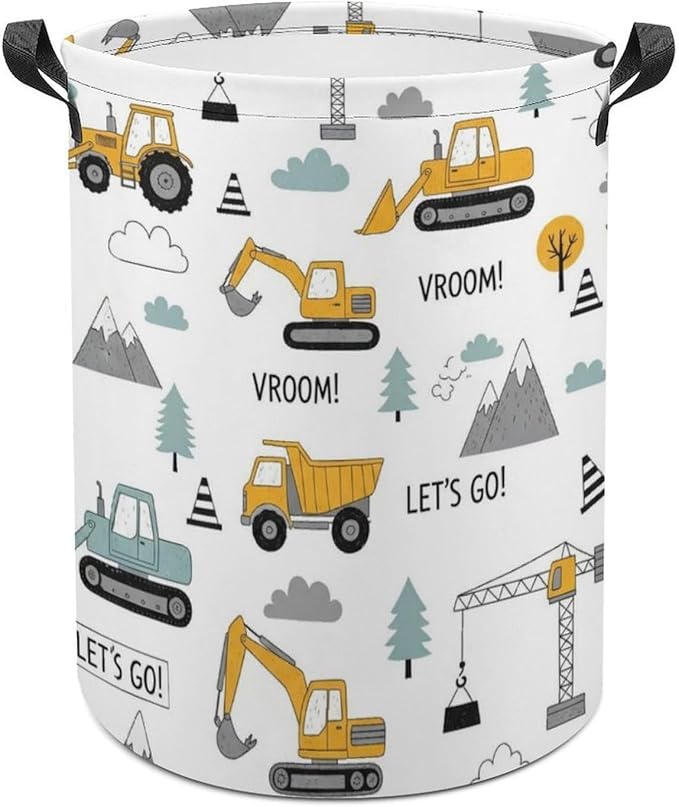 Cute Truck Tractor Kids Laundry Basket Construction Party Decorations Boys Hamper Dirty Clothes Toy Storage Bin