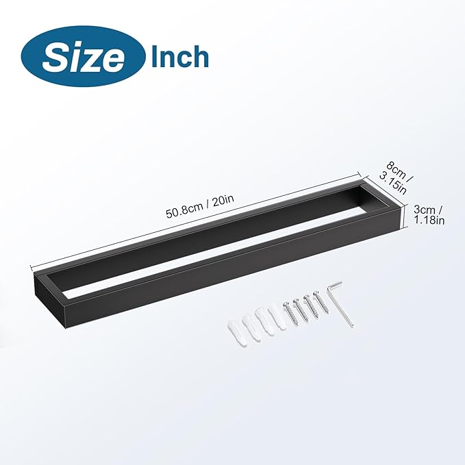 TNOMS Single Towel Bar Towel Holder Bathroom Hardware Accessories,Stainless Steel Wall-Mounted Towel Rack Towel Rail,20 Inches Matte Black