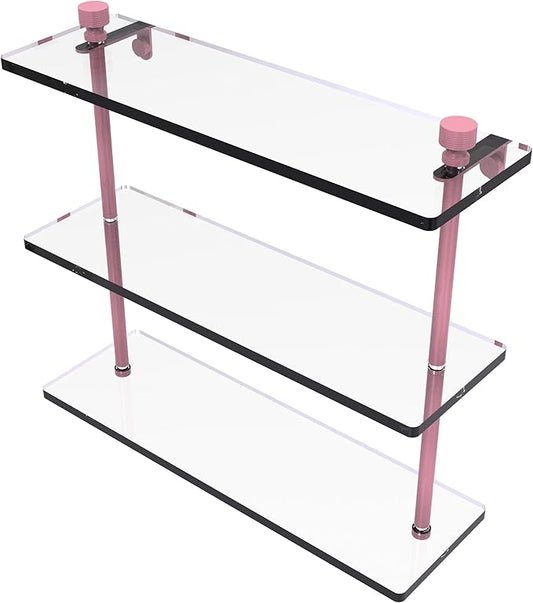 Allied Brass FT-5/16-PNK Foxtrot Collection 16 Inch Triple Tiered Glass Shelf, Pink