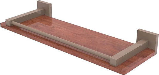 Allied Brass MT-1-16-GAL-IRW-SHB Montero Collection 16 Inch Solid IPE Ironwood Shelf with Gallery Rail, Shaded Beige