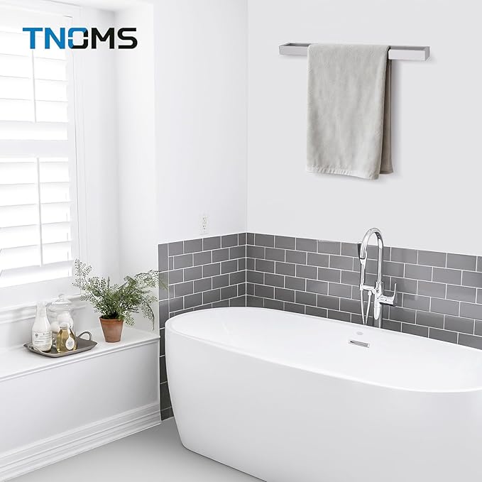 TNOMS Single Towel Bar Towel Holder Bathroom Hardware Accessories,Stainless Steel Wall-Mounted Towel Rack Towel Rail,20 Inches Brushed Nickel