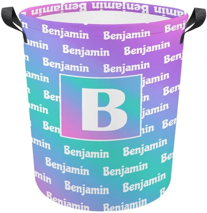 ZOE DAVISON Custom Initial Name Laundry Baskets,Personalized Name Gifts,Colorful Laundry Hamper for Kids Baby Adults,Collapsible Clothes Storage Organizer,16.5 x 13.8in
