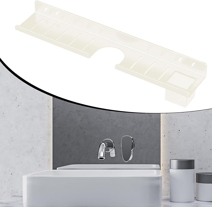 Over Sink Shelf Bathroom Rack Shampoo Holder Wall Mounted Sturdy Wall Organizer Bathroom Shelf for Hotel Farmhouse Washroom, Creamy White